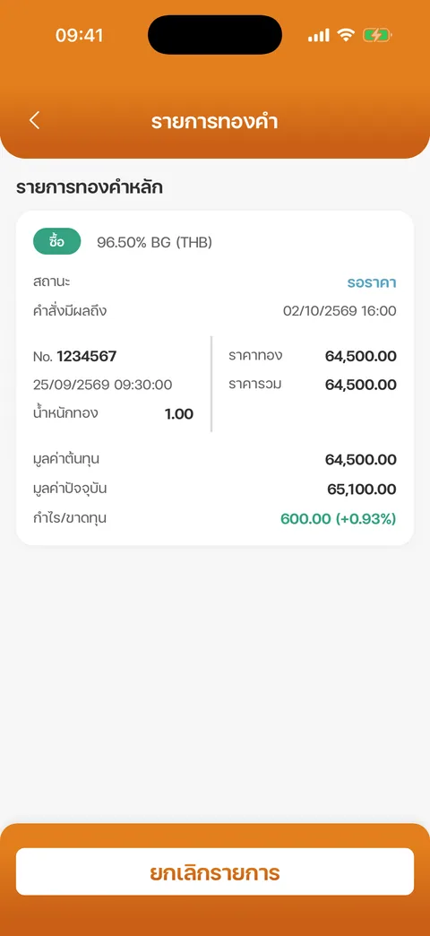 รายละเอียดคำสั่งที่รอราคา