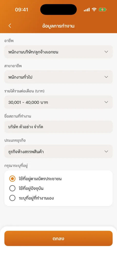ฟอร์มข้อมูลการทำงาน