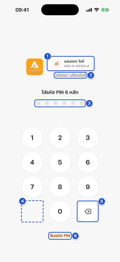 หน้าใส่รหัส PIN